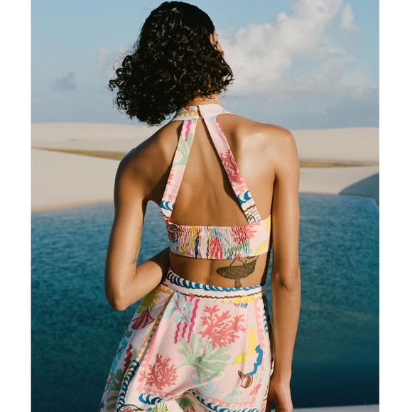 Zara 2-piece PATCHWORK PRINT TOP and PATCHWORK PRINTED CAPE SKIRT - Picture 4 of 11